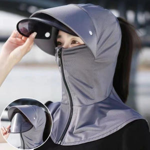 Mũ chống nắng mũ rộng vành nhựa chống tia UV mũ trùm đầu chống nắng kèm khẩu trang cao cấp che mặt