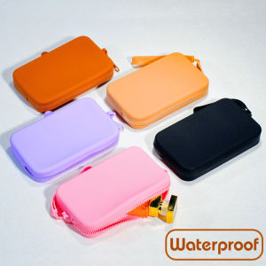 Allieuka Silicone Pouch Zipper Bag Passport Coin Makeup Case Waterproof Portable Scratch Resistant Travel Organizer