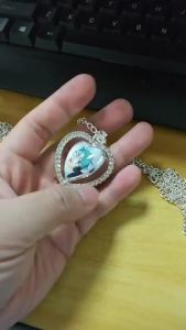 Alien Stage Cosplay Necklace Till Ivan Hyuna Luka Glass Cabochon Double Sided Heart-Shape Pendant Necklace Charm Jewelry Gift