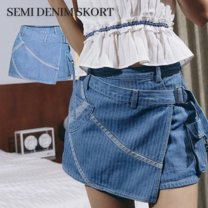 กางเกงยีนส์ขาสั้น Merge Official - Semi Denim Skort (พร้อมส่ง)