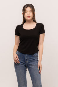 RIMINI - Atasan Cewe Bluss Casual Kekinian XS-XL - Rosetta Rib-Knit Square Neck Top CC30825