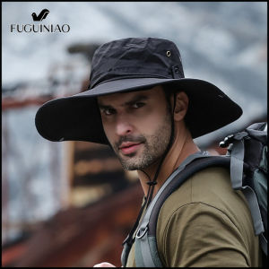 FUGUINIAO Fashion Summer Bucket Hat Cowboy Men Outdoor Fishing Hiking Beach Hats Mesh Breathable Anti UV Large Wide Brim Sun Cap