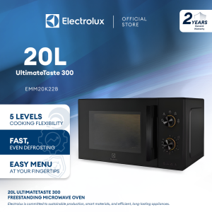 ELECTROLUX 20L Microwave Oven UltimateTaste 300 Freestanding Microwave Cooker EMM20K22B