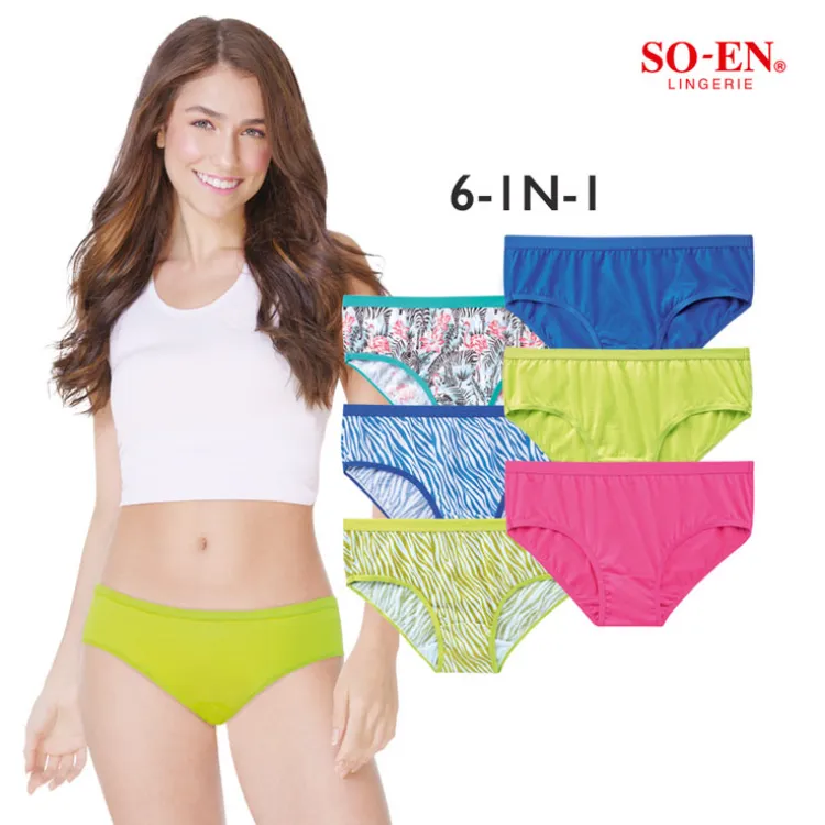 100% Original So-en Panty for Women New Style Bikini Cotton - 6pcs  High-Quality Ladies