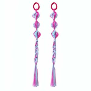 OUTOPEN 2pcs Colorful Lantern Gourd Twist Bubble Braids Hair Extension Synthetic Girls Wig Hairbands Natural Handmade Stage Painted Hair Ties for Women