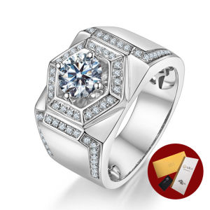 Diamcity (Free Gra Certificate) S925 Moissanite Platinum 18k Rose Gold Domineering Cincin Pria