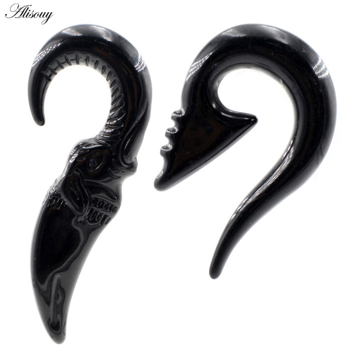 Alisouy 2PCS 2-8mm Knife Black Acrylic Spiral Ear Plugs Stretcher