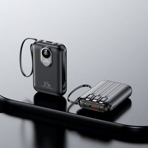 [3c/ccc certification] 2025 new power bank comes with four-wire 22.5W super fast charging mobile phone dedicated ultra-thin and compact portable