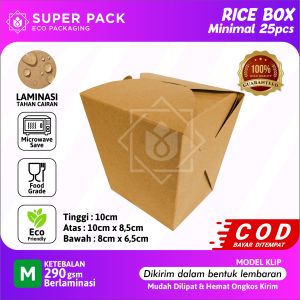 (25pcs )Rice Box Paper Size M Dus makanan Take away Grosir