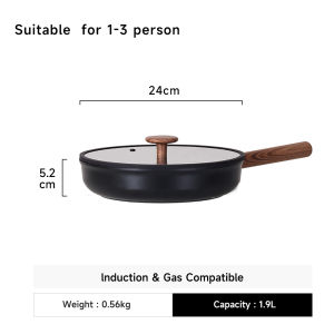 JEETEE Non Stick Frying Pan Induction & Gas Compatible Cooking Pan NO PFOA/PFOS/PTFE 24CM/28CM BlackShield Collection