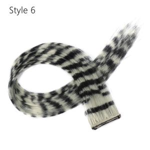 VALUEPULSE Stripe Printed Clip in Hair Extensions Synthetic Colorful Wig Hairpieces 18 Inches Hair Highlights Girls