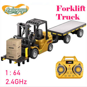 Aoduoyaya Mini Rc Truck Forklift with Trailer Alloy Diecast Dump Truck Remote Control Lifting Mainan Boys Gift