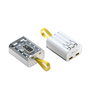 【SG Local Seller】20000 mAh Mini Built-in 3 Cables Transparent Dual USB Full Capacity