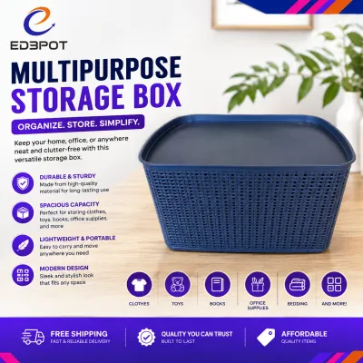 Edepot 7730 Rattan STORAGE BOX Organiser BLACK XL