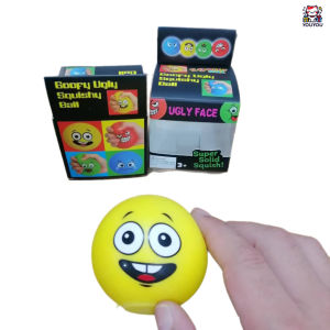 [SG Seller]Cute Expression Elastic Squishy Ball Ugly Face Design Hand Squeeze Stress Relief Fidget Decompression Toy