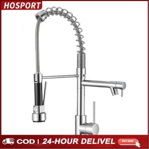 Stainless Steel Hot Cold Water Mixer Crane Tap 360 Rotation Dual Function Sprayer Taps Deck Mounted Fit for Kitchen Home