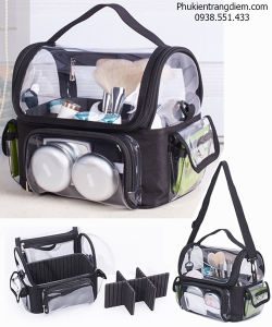 Cốp Vải Kèm 3 Túi Trong Suốt Đựng Mỹ Phẩm Trang Điểm Có Dây Đeo - BH 12 Tháng