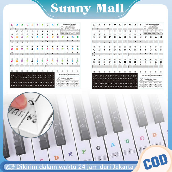 Sticker Tuts Piano Keyboard/Stiker Label Piano Warna/Sticker Keyboard/37/49/54/61/88 Piano Stave Name Note Sticker