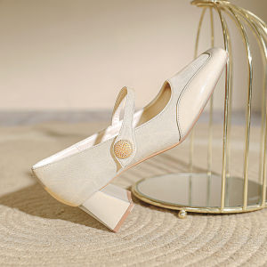 G7 One-strap High Heels Chunky Heel Mary Jane Shoes for Women 2025 New Square Toe Large Size Womens Shoes French Red Wedding Shoes 7/7