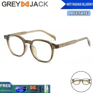 Grey Jack Kacamata Antiradiasi Blueray Komputer/Laptop/Gadget Design Kotak Bold Keren Kekinian Acetate+TR90 Bisa Minus Antiradiasi/Blueray/Photocromic/Bluecromic 8609