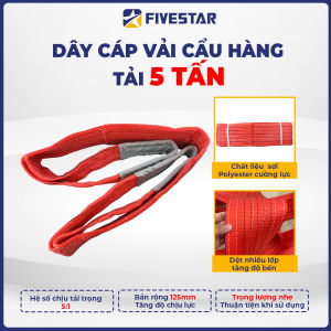 Dây cáp vải cẩu hàng dây đai cẩu hàng loại 5 tấn hệ số 5:1 (nhiều kích thước chiều dài)