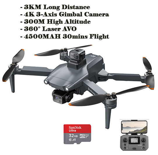 New LYZRC L600 PRO MAX 3KM Distance Professional Video Camera EIS 4K HD Dual Camera 3-Axis Gimbal 360° Obstacle Avoidance Brushless  FPV GPS Dro 300M Height 30Mins