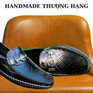 Giày lười da nam mã K229giày da nam cao cấp việt nam chất liệu da bò italy nhập khẩu màu đen.