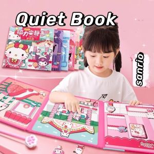 Cartoon Sanrio Hello Kitty Magnetic Quiet Book Cute Mymelody Kuromi Cinnamoroll Cut-free Repeated Pasting Play House Diy Sticker Toy Gifts for Children