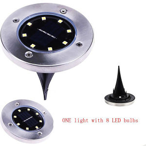 8 LED Solar Power Buried Light Ground Lamp Outdoor Path Light Spot Lamp Yard Garden Lawn Landscape Decking Bulb
