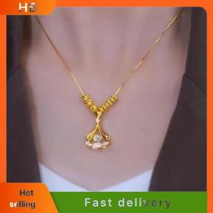 HB New Fashion Ginkgo Leaf Pendant Necklace For Women Simple Zircon Choker For Women Jewelry Gifts