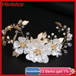 Ministar Women bridal white flower rhinestone hair clip wedding hair accessories