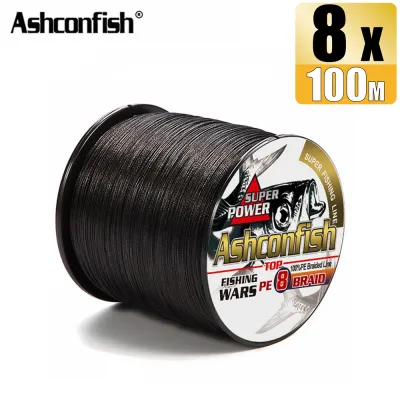 Ashconfish 8 Strands 100M Black Braided Multifilament Fishing Line 6-300LB All Size X8 Fishing Accessories Tackle Tools