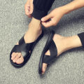 YCAMEL Genuine Leather Slippers Mens Sandals Summer Shoes Slippers Man Fashion Simple Black/Brown Sliper For Men Shoes Chinelo Slide. 