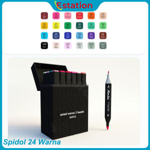Estation - Spidol Warna Warni 1 Set Sketch Marker 2 Tip Touch Marker 48/60/80 Warna