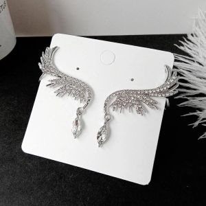 Flash Diamond Wings Pendant Ear Bone Clip Zircon Dress Earrings Elegant Girls Accessories Jewelry