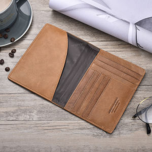 New Soft Genuine Leather Mans Passport Cover ID Card Case Purse Bank Credit Card Holder Travel Wallet For Men Black Brown