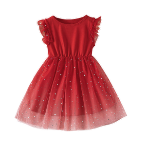 Kids Paradise Princess Dress Party Dress Girl Sleeveless Lace Ruffles Tulle Dress for Kids Girls 4-8 Years Old