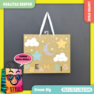 Lusinan Paper Bag / Tas Kertas Motif Lucu Imut Gambar Bulan dan Bintang Glitter Kualitas Ekspor untuk Syukuran Kelahiran Bayi Souvenir Kado