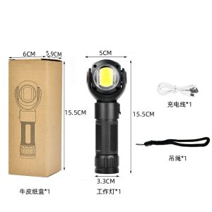 360° Rotatable COB Work Light with Magnetic Hook USB Rechargeable 7 Modes LED Camping Light Outdoor Protable Flashlight