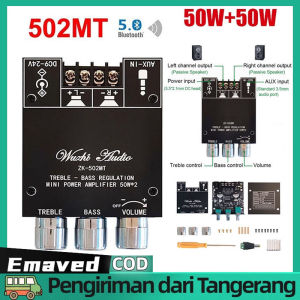 Bluetooth Amplifier 2*50W ZK-502MT Bluetooth 5.0 Subwoofer Amplifier Board High Power HIFI Amplifier Papan Modul 50W * 2 Penyesuaian Bass Tinggi