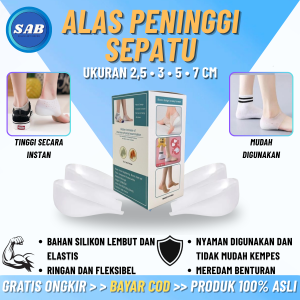 Insole Silikon Peninggi Badan Sepatu Gel Peninggi Sepatu Anti Licin Dipakai Berulang