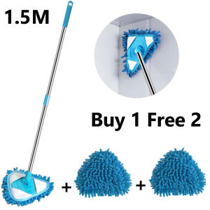 Portable triangle mop Floor rotating mop Absorbent multi-function mop no dead Angle cleaning mop Bathroom Family bedroom Living Room window dedusting ceiling mop Adjustable cleaning tool mop 1.5m / 2m