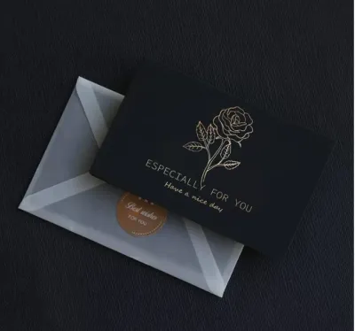 [SG SELLER] Exquisite Black Birthday Cards Greeting Cards Thank you Cards Premium Cards
