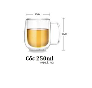 (SẴN) Cốc sinh tố 2 lớp thủy tinh chịu nhiệt cao cấp dáng bầu - Ly thủy tinh chịu nhiệt không chì phong cách Bắc Âu