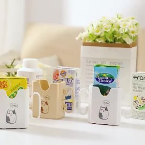 ผู้ถือกล่องนม กล่องกันบีบ ที่ใส่กล่องนม ปรับขนาดได้ บีบคอนเทนเนอร์เครื่องดื่มที่วางแก้วเด็กกล่องนม