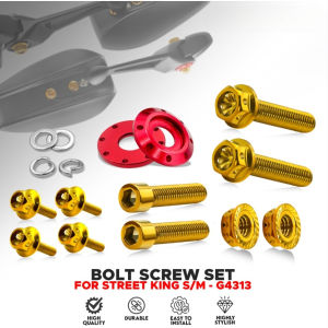 New MEROCA StreetKing V1/V2/G4313 Flower Type Gold Bolts Mirror Set with Washers - High-Quality Motorcycle Side Mirror