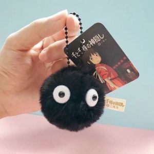 Cute Black Coal Ball Plush Keychain Black Coal Elf Pendant Suitable for Miyazaki Hayao Anime Fans Backpack Charm Gift