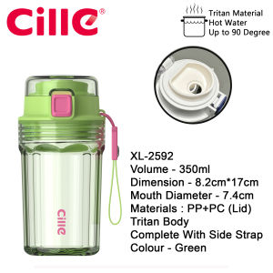 Cille 350ml Leakproof Tritan BPA-Free Coffee Cup Yogurt Cup Water Bottle c/w Strap