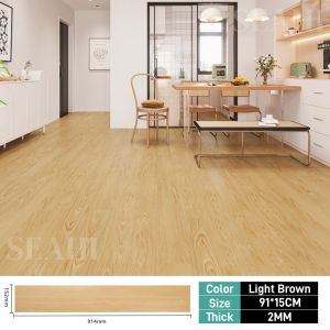 60PCS 3D Wood Grain Self Adhesive Vinyl Tiles 91x15CM Waterproof PVC Floor Stickers Durable Easy to Install