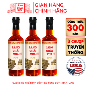 [Combo 3 chai] Nước mắm nhỉ Làng Chài Xưa độ đạm 40N nhãn vàng chai thủy tinh 500ml ủ chượp 2 lần